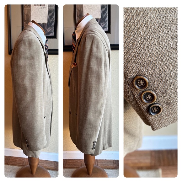 VIVA VINTAGE!  Vestimenta Wool Blend Tan Weave Jacket Size 42R - Picture 12 of 15